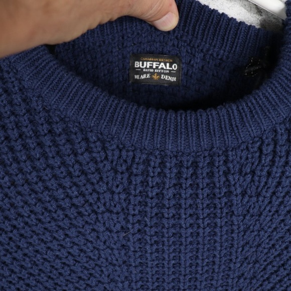 Buffalo David Bitton Men’s Pullover Waffle Textured Knit Blue Large. Brand New - Picture 4 of 10